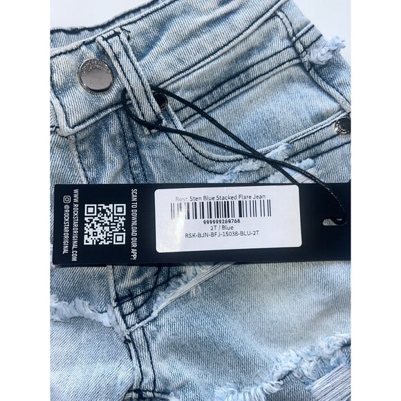 Boys Rockstar Original 2T Blue Sten Stacked Flare Jeans Distressed Denim - Picture 5 of 12